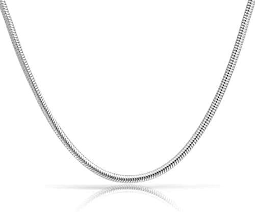 24inch Silver Snake Chain Steel Bead Charm Necklace - Bolenvi Pandora Disney Chamilia Cartier Tiffany Charm Bead Bracelet Jewelry 