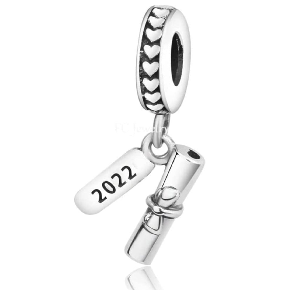2022 Graduation Diploma Sterling Silver Dangle Pendant Bead Charm - Bolenvi Pandora Disney Chamilia Cartier Tiffany Charm Bead Bracelet Jewelry 