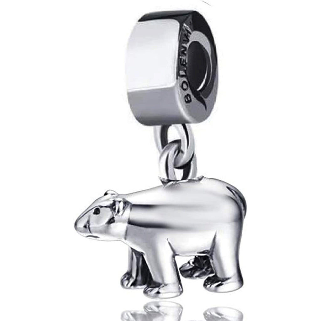 Polar Bear Winter Sterling Silver Dangle Pendant Bead Charm - Bolenvi Pandora Disney Chamilia Jewelry 