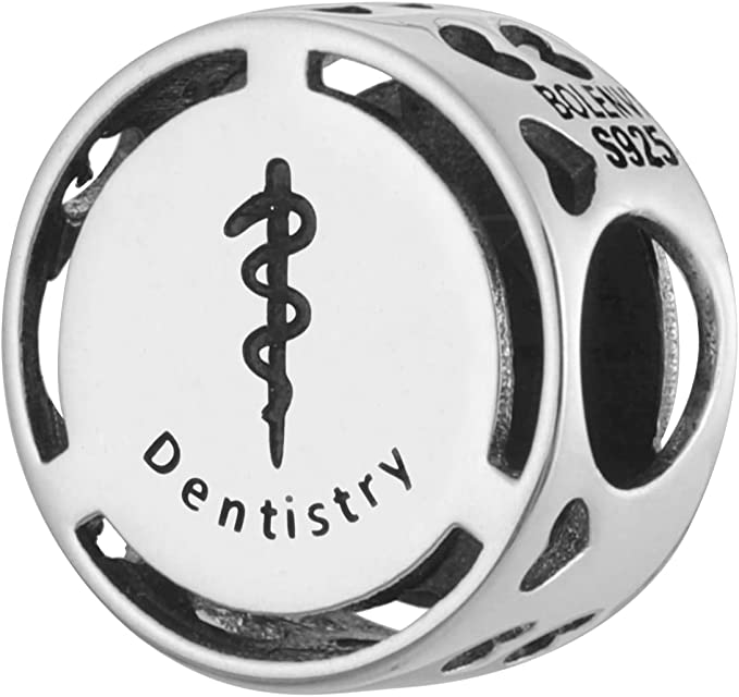 Dentistry Dentist Job Career Professions Sterling Silver Dangle Pendant Bead Charm - Bolenvi Pandora Disney Chamilia Jewelry 
