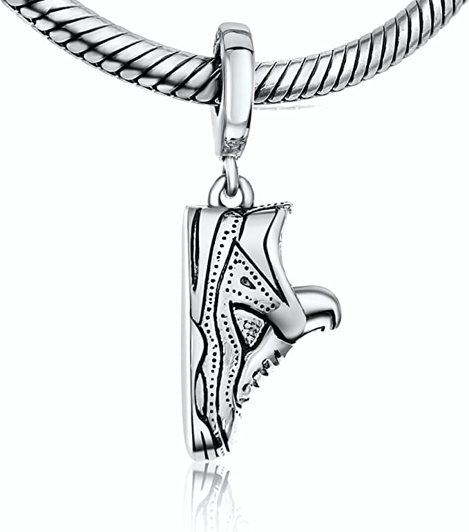 Runner Marathon Sneaker Collector Sterling Silver Dangle Pendant Bead Charm - Bolenvi Pandora Disney Chamilia Jewelry 