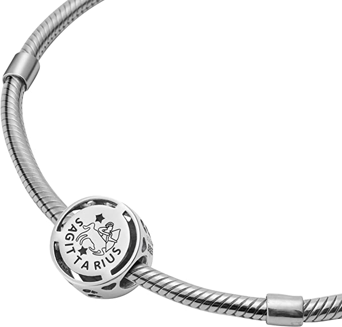Sagittarius Zodiac Sign Sterling Silver Bead Charm - Bolenvi Pandora Disney Chamilia Cartier Tiffany Charm Bead Bracelet Jewelry 