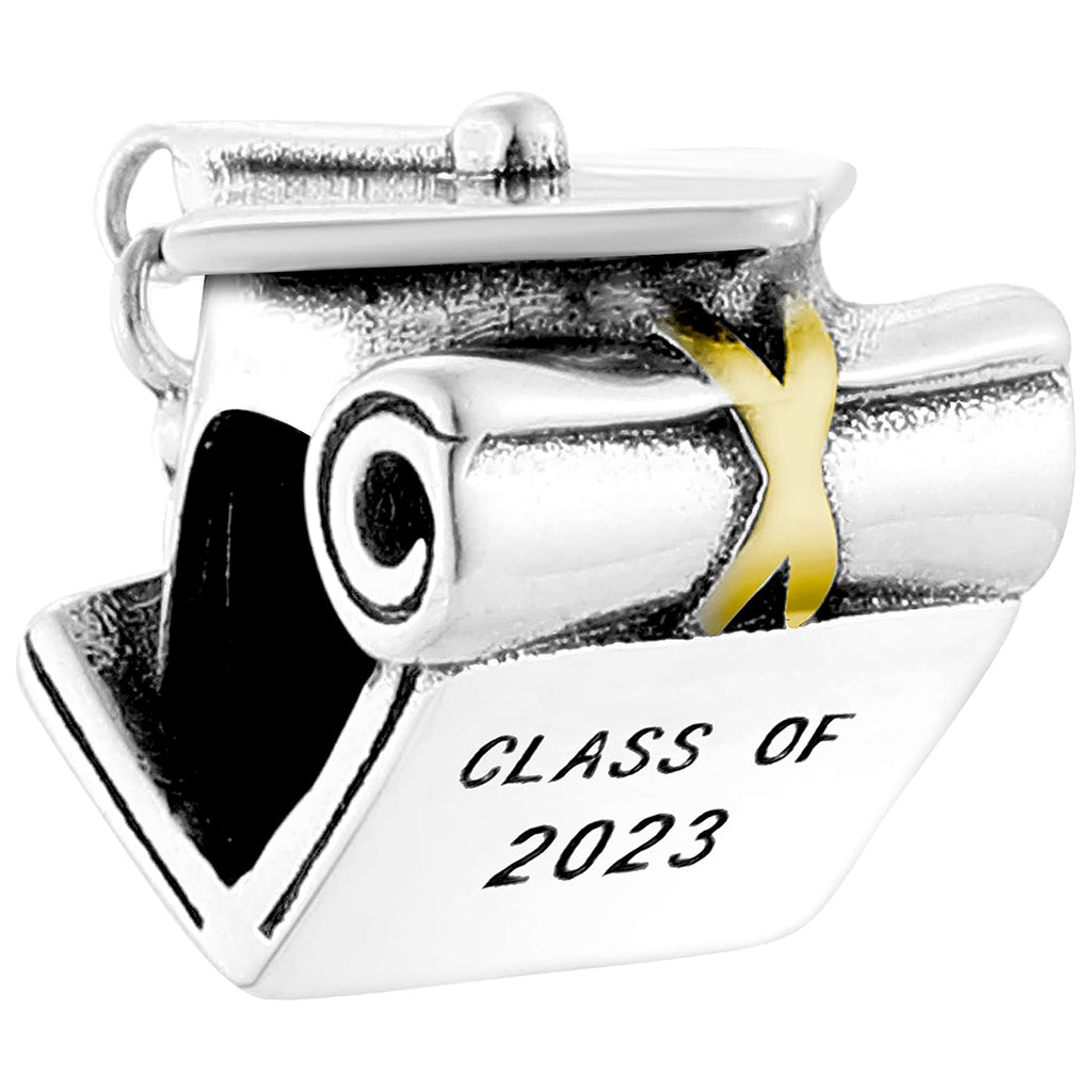 Class of 2023 Graduation Hat Diploma Sterling Silver Dangle Pendant Bead Charm - Bolenvi Pandora Disney Chamilia Jewelry 