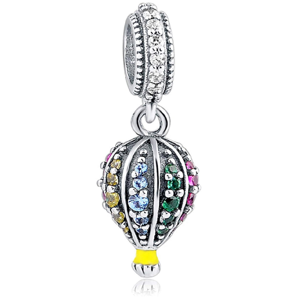 Hot Air Balloon Sterling Silver Dangle Pendant Bead Charm - Bolenvi Pandora Disney Chamilia Cartier Tiffany Charm Bead Bracelet Jewelry 