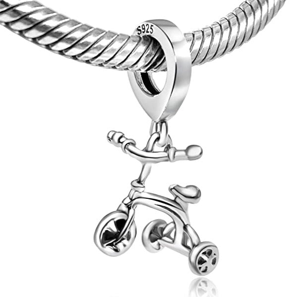 Tricycle Kids Bike Sterling Silver Dangle Pendant Bead Charm - Bolenvi Pandora Disney Chamilia Cartier Tiffany Charm Bead Bracelet Jewelry 
