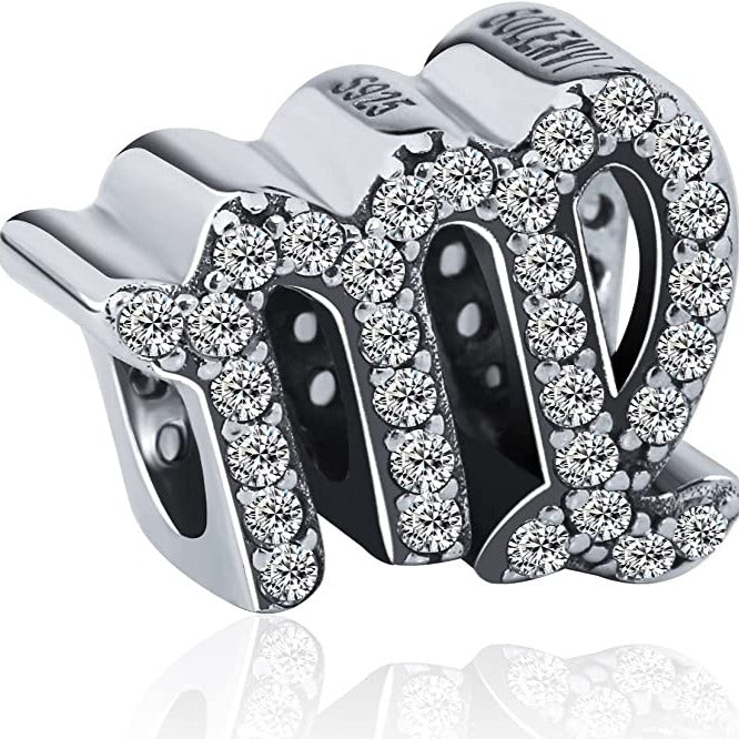 Virgo Zodiac Sterling Silver Bead Charm - Bolenvi Pandora Disney Chamilia Cartier Tiffany Charm Bead Bracelet Jewelry 