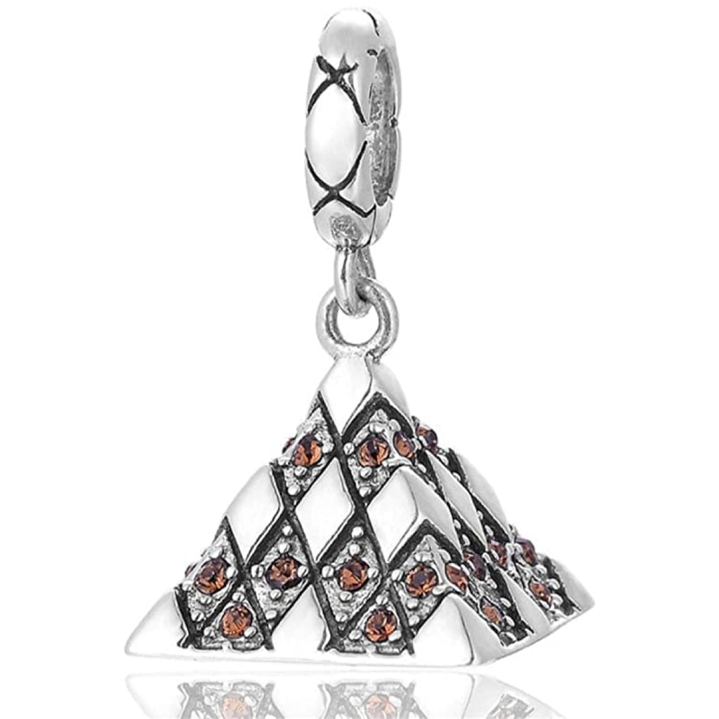 Louvre Pyramid Paris France Sterling Silver Dangle Pendant Bead Charm - Bolenvi Pandora Disney Chamilia Cartier Tiffany Charm Bead Bracelet Jewelry 