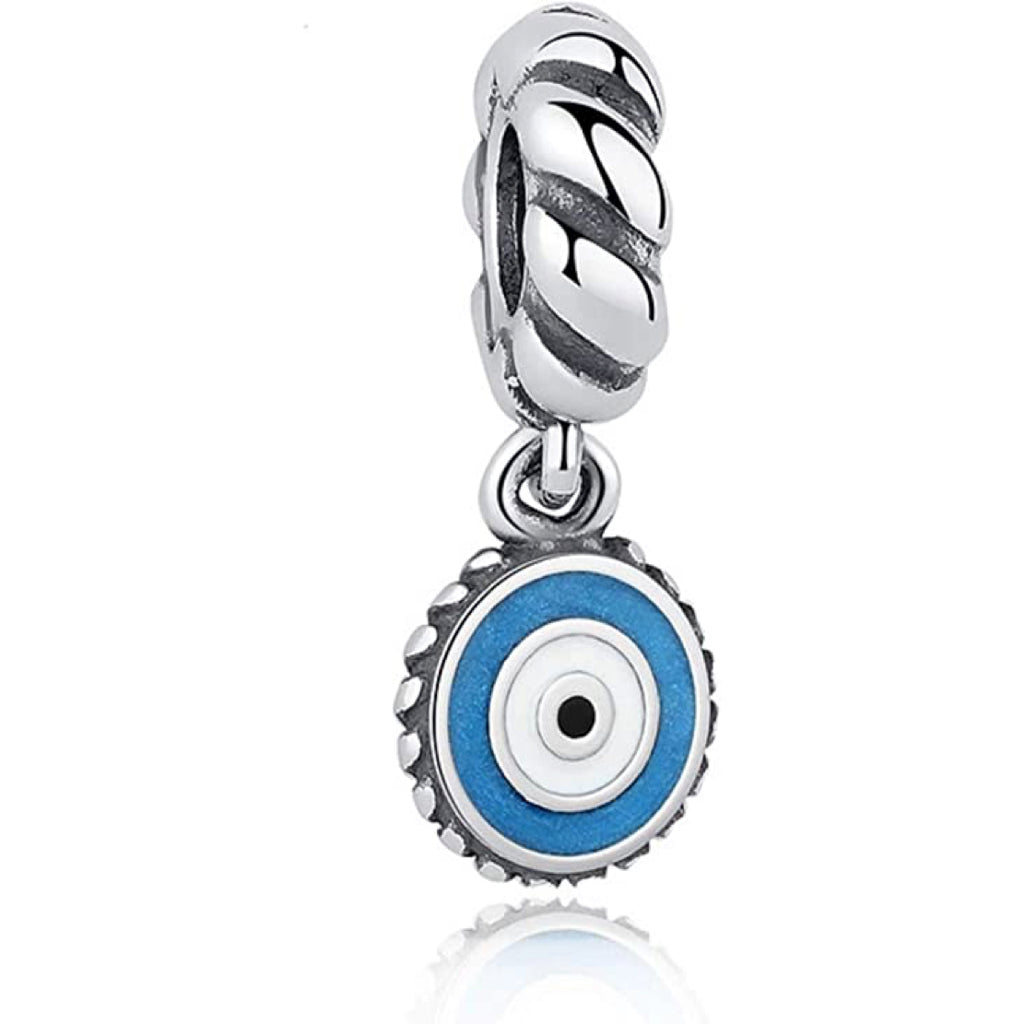 Evil Eye Protection Sterling Silver Dangle Pendant Bead Charm - Bolenvi Pandora Disney Chamilia Cartier Tiffany Charm Bead Bracelet Jewelry 