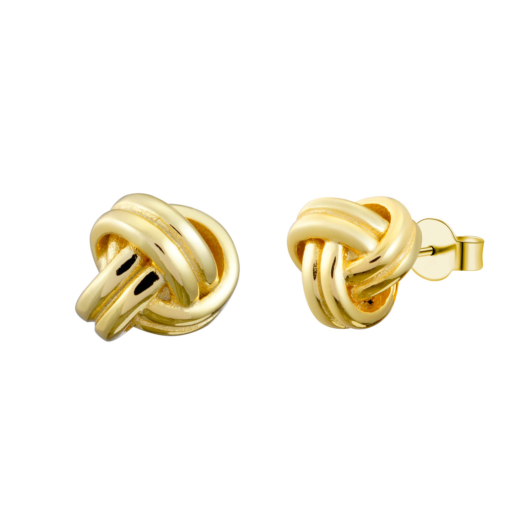 Classic Gold Eternity Love Knot Stud Earrings - Bolenvi Pandora Disney Chamilia Jewelry 