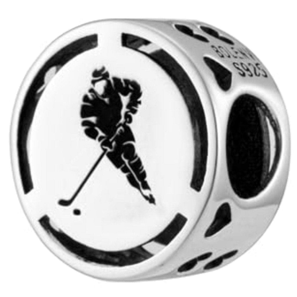 Hockey Sport Bead Charm - Bolenvi Pandora Disney Chamilia Cartier Tiffany Charm Bead Bracelet Jewelry 