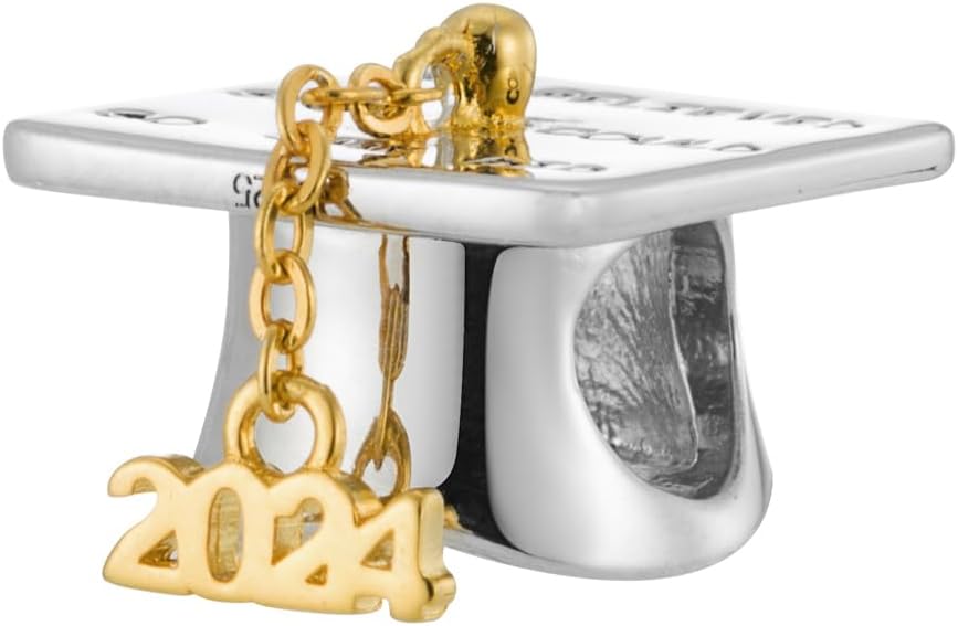 2024 Diploma Hat, She Believed Sterling Silver Bead Charm - Bolenvi Pandora Disney Chamilia Cartier Tiffany Charm Bead Bracelet Jewelry 