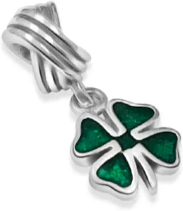 Four Leaf Clover Shamrock Dangle Pendant - Bolenvi Pandora Disney Chamilia Cartier Tiffany Charm Bead Bracelet Jewelry 