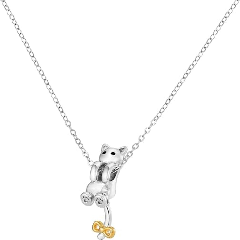 Dangling Kitty Cat Necklace - Bolenvi Pandora Disney Chamilia Cartier Tiffany Charm Bead Bracelet Jewelry 
