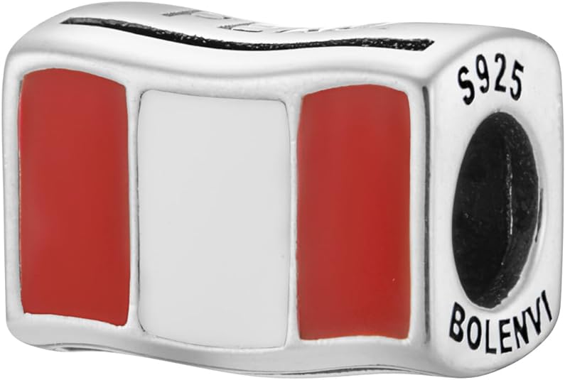 Peru Flag Bead Charm - Bolenvi Pandora Disney Chamilia Cartier Tiffany Charm Bead Bracelet Jewelry 
