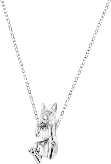 Hanging Boston Terrier Dog Necklace - Bolenvi Pandora Disney Chamilia Cartier Tiffany Charm Bead Bracelet Jewelry 