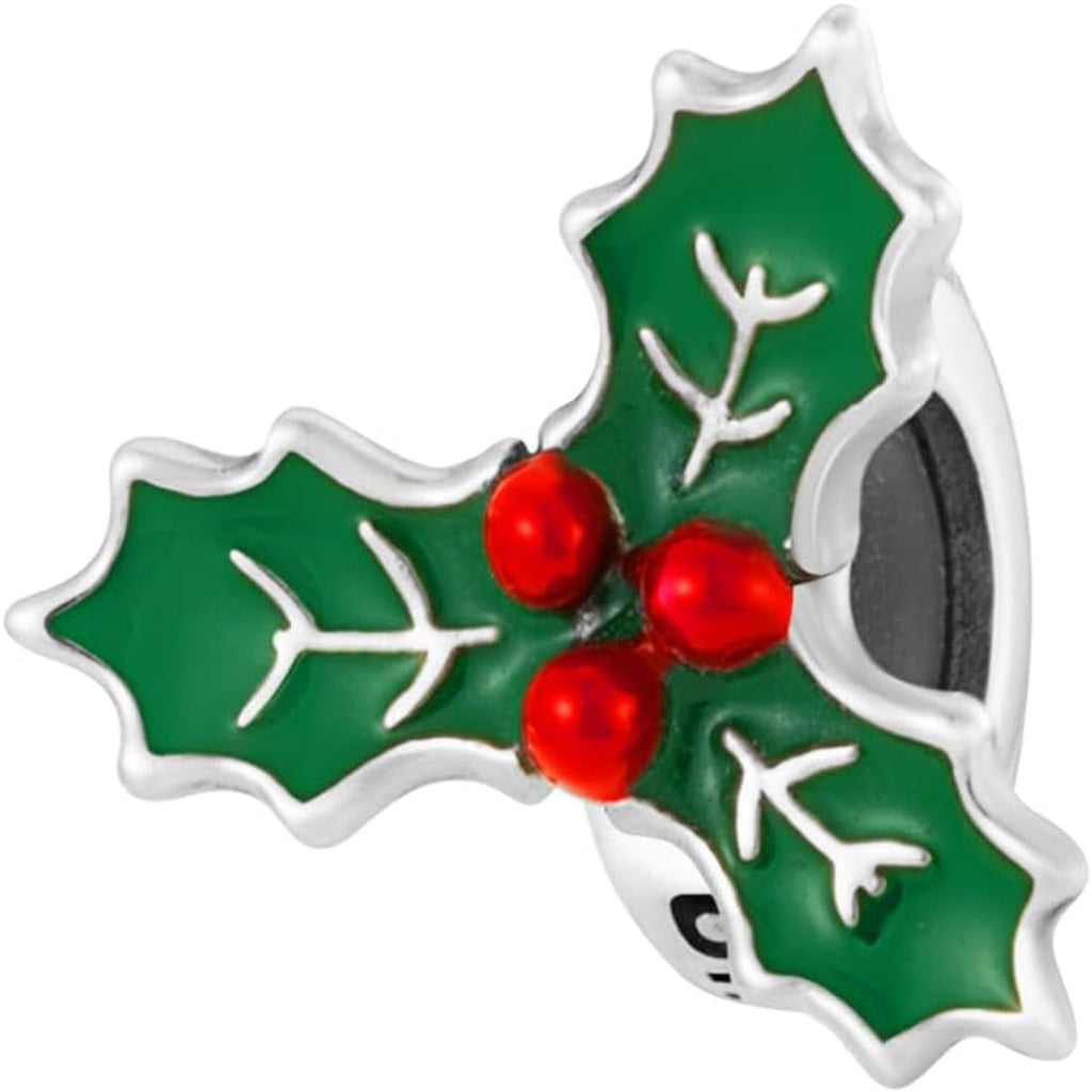 Mistletoe Spacer Stopper Charm Bead Charm - Bolenvi Pandora Disney Chamilia Cartier Tiffany Charm Bead Bracelet Jewelry 