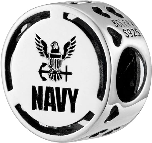 U.S. Navy Eagle Bead Charm - Bolenvi Pandora Disney Chamilia Cartier Tiffany Charm Bead Bracelet Jewelry 