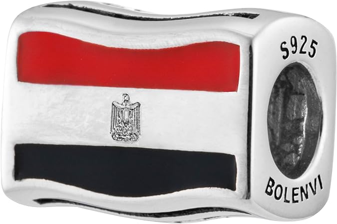 Egypt Flag Bead Charm - Bolenvi Pandora Disney Chamilia Cartier Tiffany Charm Bead Bracelet Jewelry 