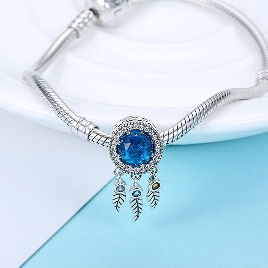 925 Sterling Silver Charms Beads Pendants for Pandora Bracelets & Necklaces Etc (Sapphire Dreamcatcher Protection)… - Bolenvi Pandora Disney Chamilia Cartier Tiffany Charm Bead Bracelet Jewelry 