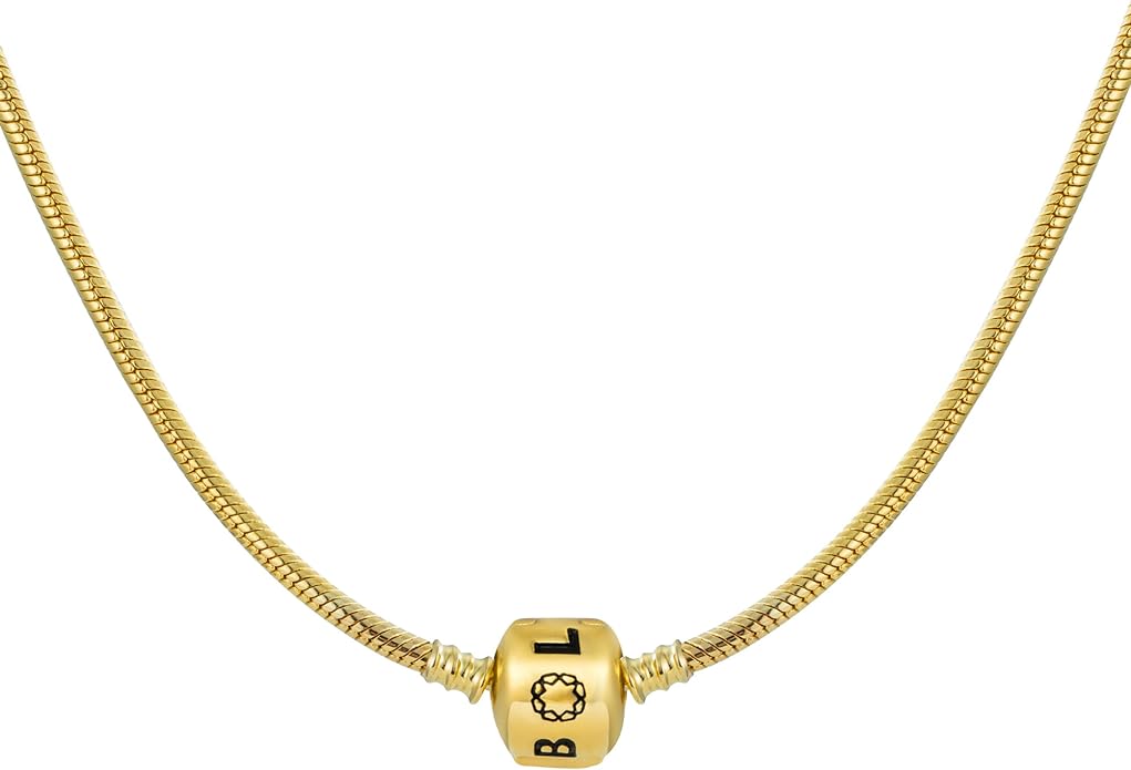Barrel Clasp 3mm Snake Chain Charm Bead Pendant Necklace - Bolenvi Pandora Disney Chamilia Cartier Tiffany Charm Bead Bracelet Jewelry 