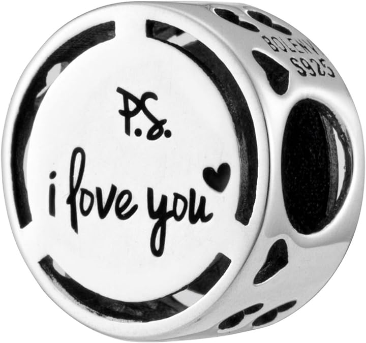 P.S. I Love You Bead Charm - Bolenvi Pandora Disney Chamilia Cartier Tiffany Charm Bead Bracelet Jewelry 