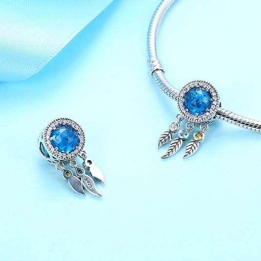 925 Sterling Silver Charms Beads Pendants for Pandora Bracelets & Necklaces Etc (Sapphire Dreamcatcher Protection)… - Bolenvi Pandora Disney Chamilia Cartier Tiffany Charm Bead Bracelet Jewelry 