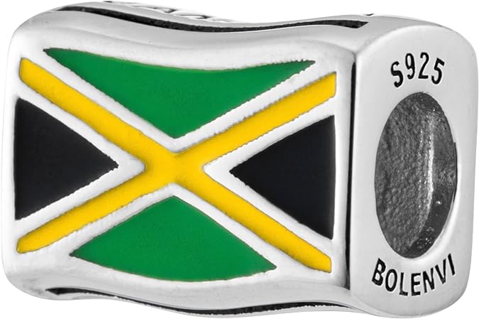Jamaica Flag Bead Charm - Bolenvi Pandora Disney Chamilia Cartier Tiffany Charm Bead Bracelet Jewelry 