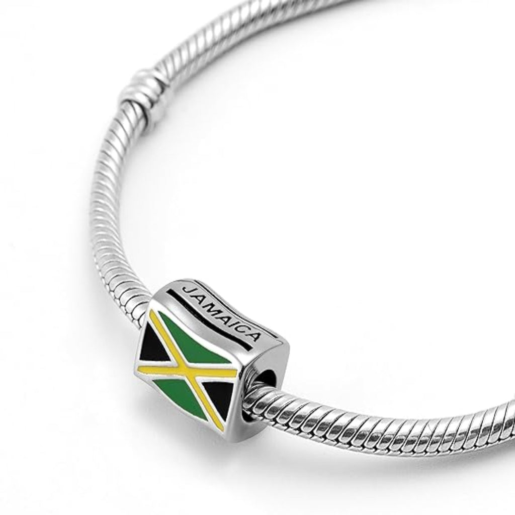 Jamaica Flag Bead Charm - Bolenvi Pandora Disney Chamilia Cartier Tiffany Charm Bead Bracelet Jewelry 