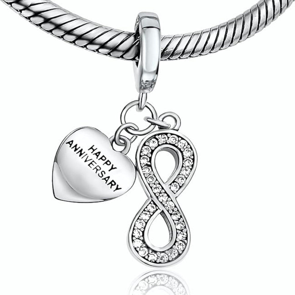 Happy Anniversary Infinity Forever Love Dangle Pendant Charm - Bolenvi Pandora Disney Chamilia Cartier Tiffany Charm Bead Bracelet Jewelry 