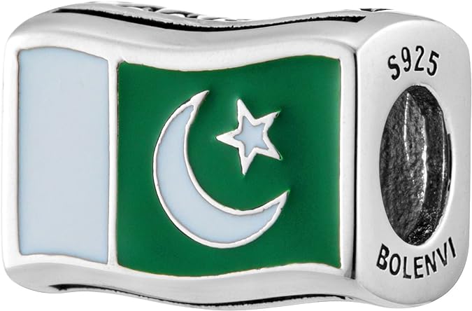 Pakistan Flag Bead Charm - Bolenvi Pandora Disney Chamilia Cartier Tiffany Charm Bead Bracelet Jewelry 