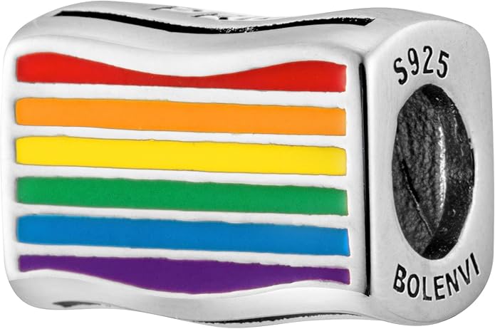 Rainbow LGBT Pride Flag Bead Charm - Bolenvi Pandora Disney Chamilia Cartier Tiffany Charm Bead Bracelet Jewelry 