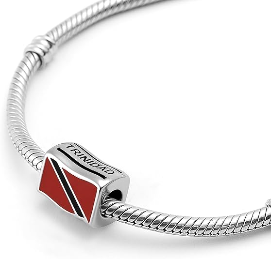 Trinidad Flag Bead Charm - Bolenvi Pandora Disney Chamilia Cartier Tiffany Charm Bead Bracelet Jewelry 