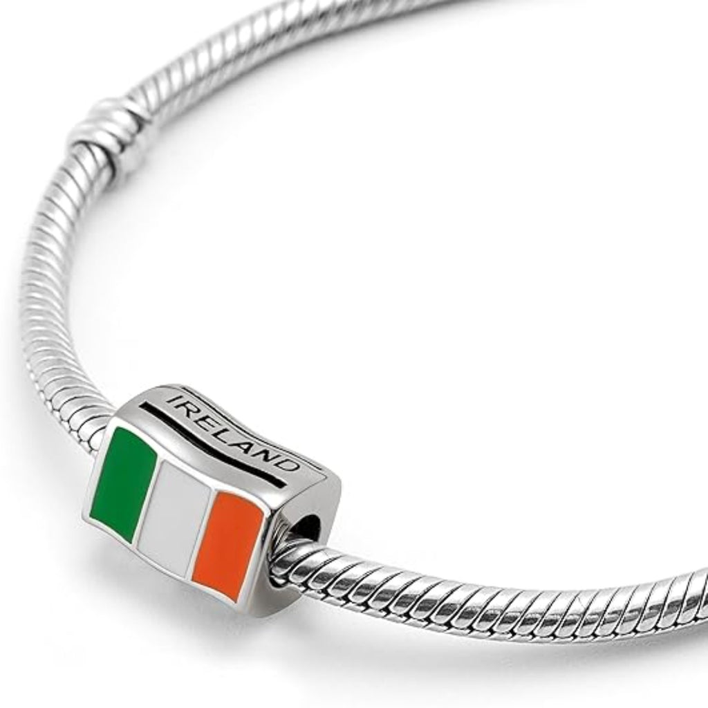 Ireland Flag Silver Bead Charm - Bolenvi Pandora Disney Chamilia Cartier Tiffany Charm Bead Bracelet Jewelry 