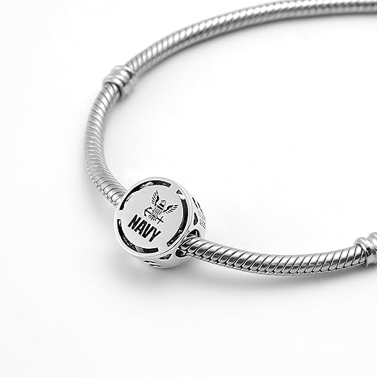 U.S. Navy Eagle Bead Charm - Bolenvi Pandora Disney Chamilia Cartier Tiffany Charm Bead Bracelet Jewelry 