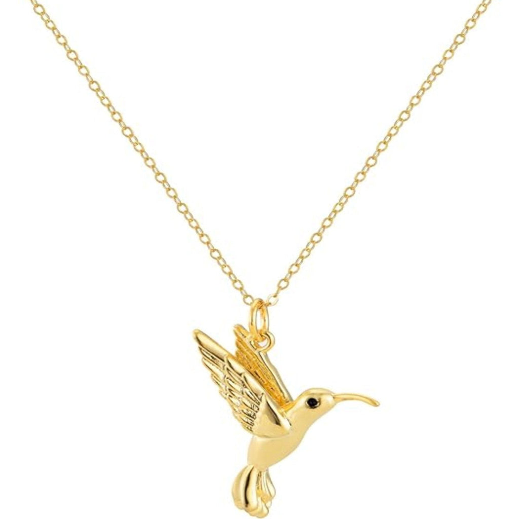 Bolenvi 3D Gold Hummingbird Pendant Necklace Jewelry 14K Gold Plated with 925 Sterling Silver Adjustable Size Chain - Bolenvi Pandora Disney Chamilia Cartier Tiffany Charm Bead Bracelet Jewelry 