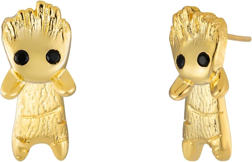 Adorable Dangling Groot Earrings Jewelry, 14K Gold Plated & 925 Sterling Silver Back Posts - Bolenvi Pandora Disney Chamilia Cartier Tiffany Charm Bead Bracelet Jewelry 