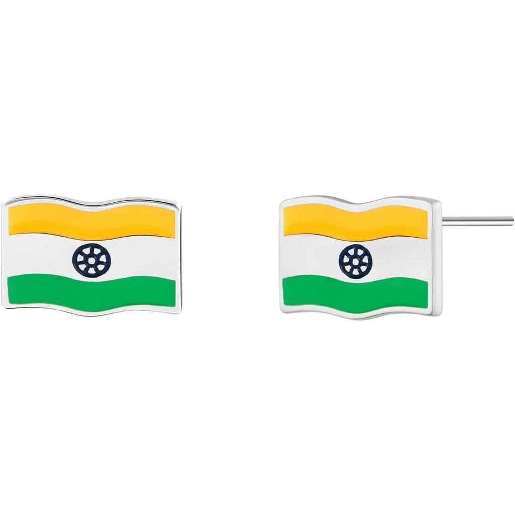 India Flag Stud Earrings - Bolenvi Pandora Disney Chamilia Cartier Tiffany Charm Bead Bracelet Jewelry 