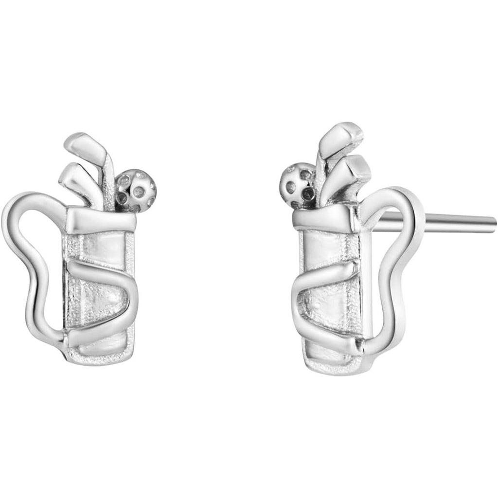 2D Golf Club Ball Golfer Stud Earrings Jewelry - Bolenvi Pandora Disney Chamilia Cartier Tiffany Charm Bead Bracelet Jewelry 