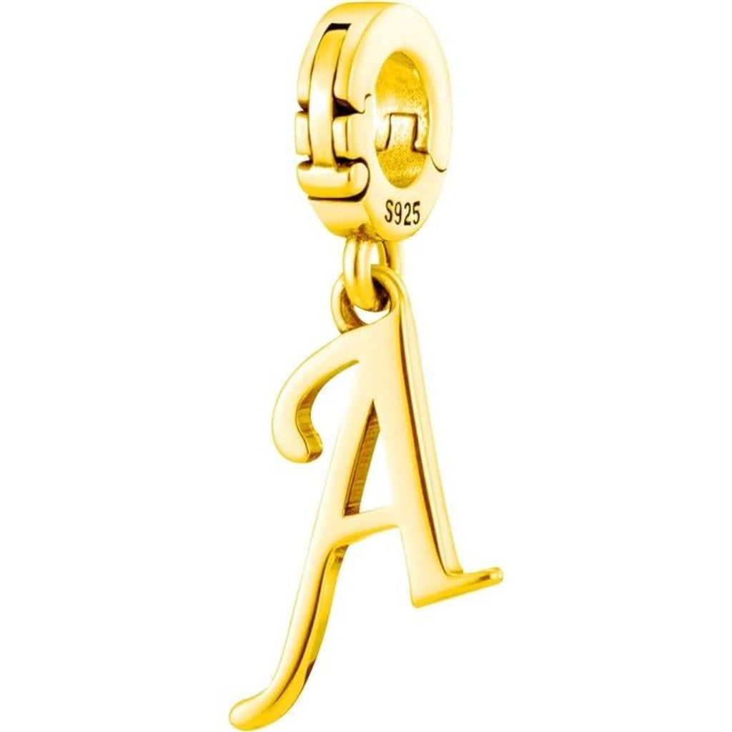 A-Z Alphabetical Letters Dangling Pendant Gold - Bolenvi Pandora Disney Chamilia Cartier Tiffany Charm Bead Bracelet Jewelry 