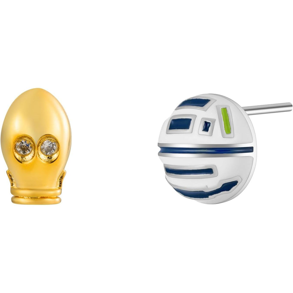 R2-D2 Robot Mismatch Stud Earrings - Bolenvi Pandora Disney Chamilia Cartier Tiffany Charm Bead Bracelet Jewelry 