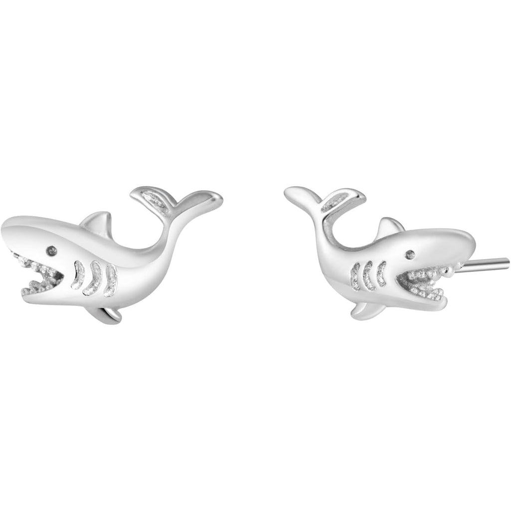Shark Stud Earrings - Bolenvi Pandora Disney Chamilia Cartier Tiffany Charm Bead Bracelet Jewelry 