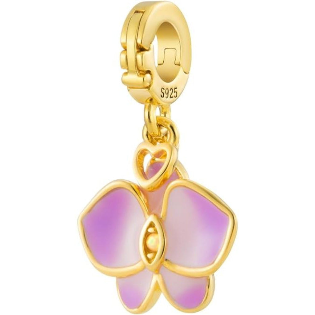 Orchid Flower Pendant Charm - Bolenvi Pandora Disney Chamilia Cartier Tiffany Charm Bead Bracelet Jewelry 