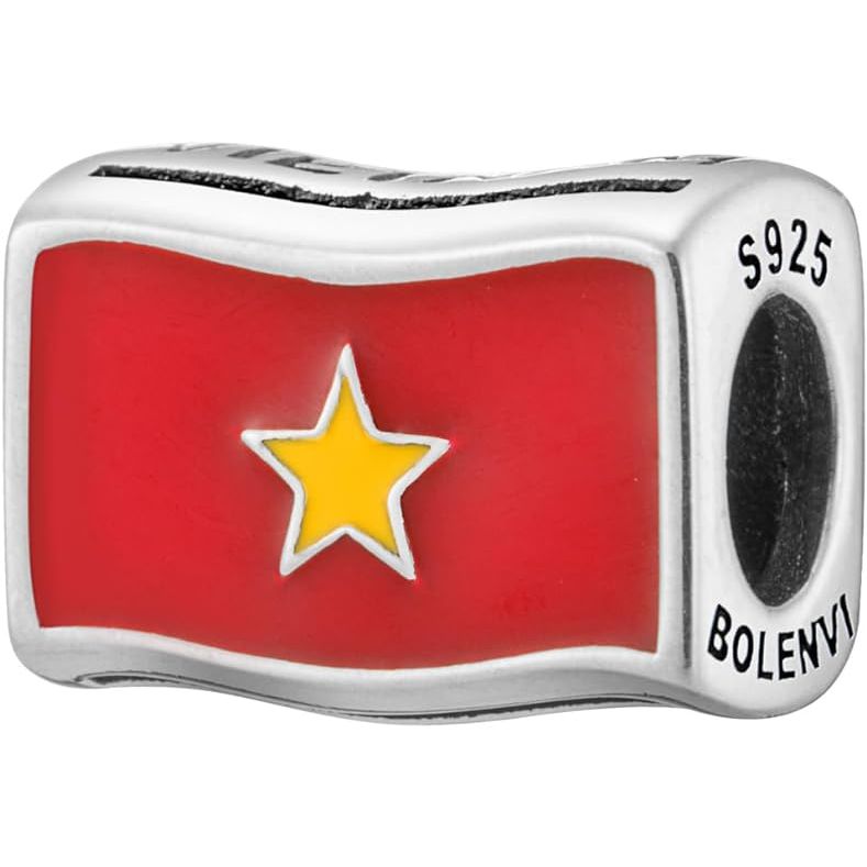 Vietnam Flag Bead Charm - Bolenvi Pandora Disney Chamilia Cartier Tiffany Charm Bead Bracelet Jewelry 