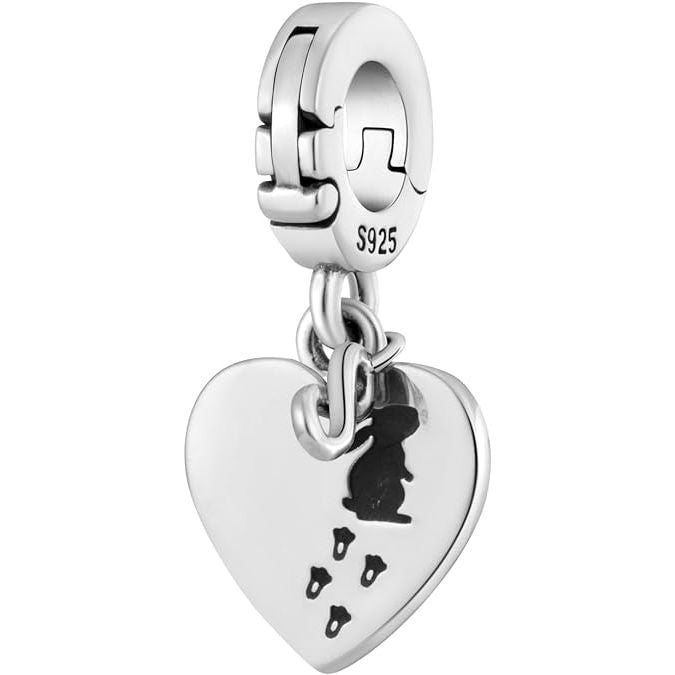 Always in My Heart Heart Open Clasp Clip On Pendant (Rabbit Bunny Footprints Heart Infinity) - Bolenvi Pandora Disney Chamilia Cartier Tiffany Charm Bead Bracelet Jewelry 
