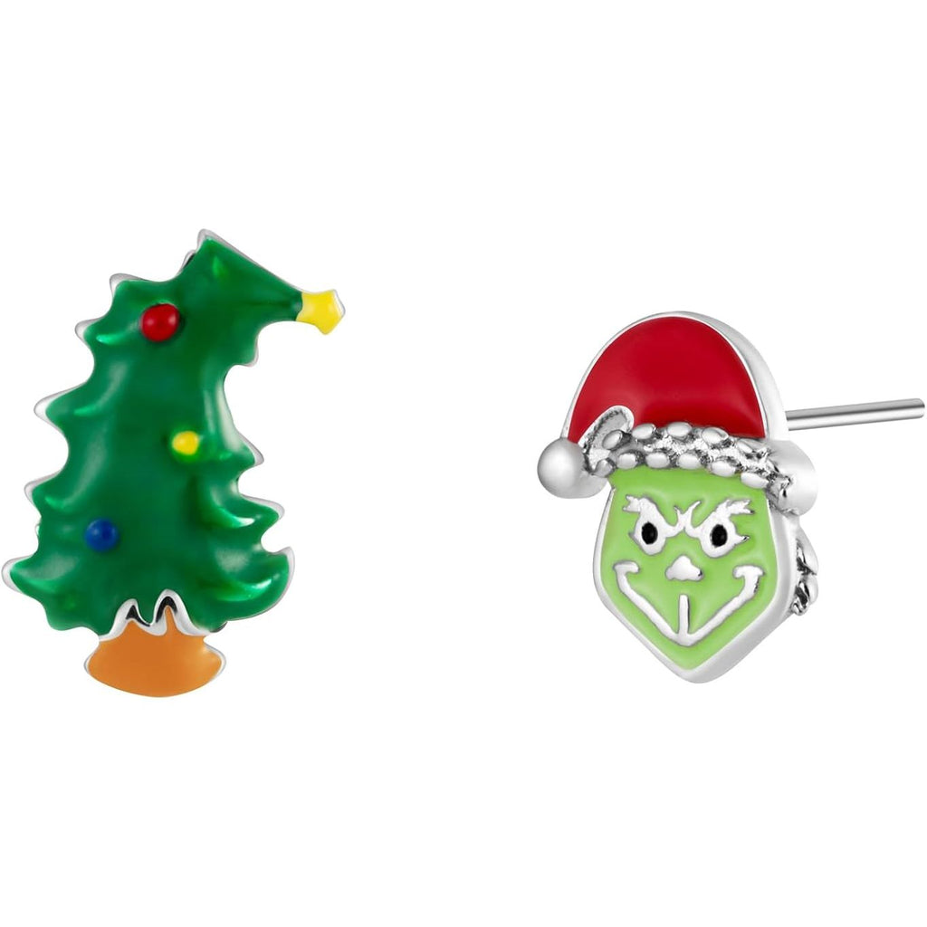 Grinch Stole Christmas Mismatch Earring Studs - Bolenvi Pandora Disney Chamilia Cartier Tiffany Charm Bead Bracelet Jewelry 