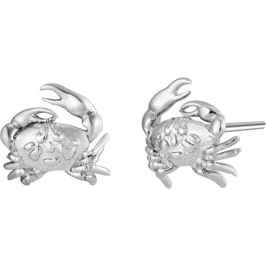 2D Crab Cancer Zodiac Stud Earrings - Bolenvi Pandora Disney Chamilia Cartier Tiffany Charm Bead Bracelet Jewelry 