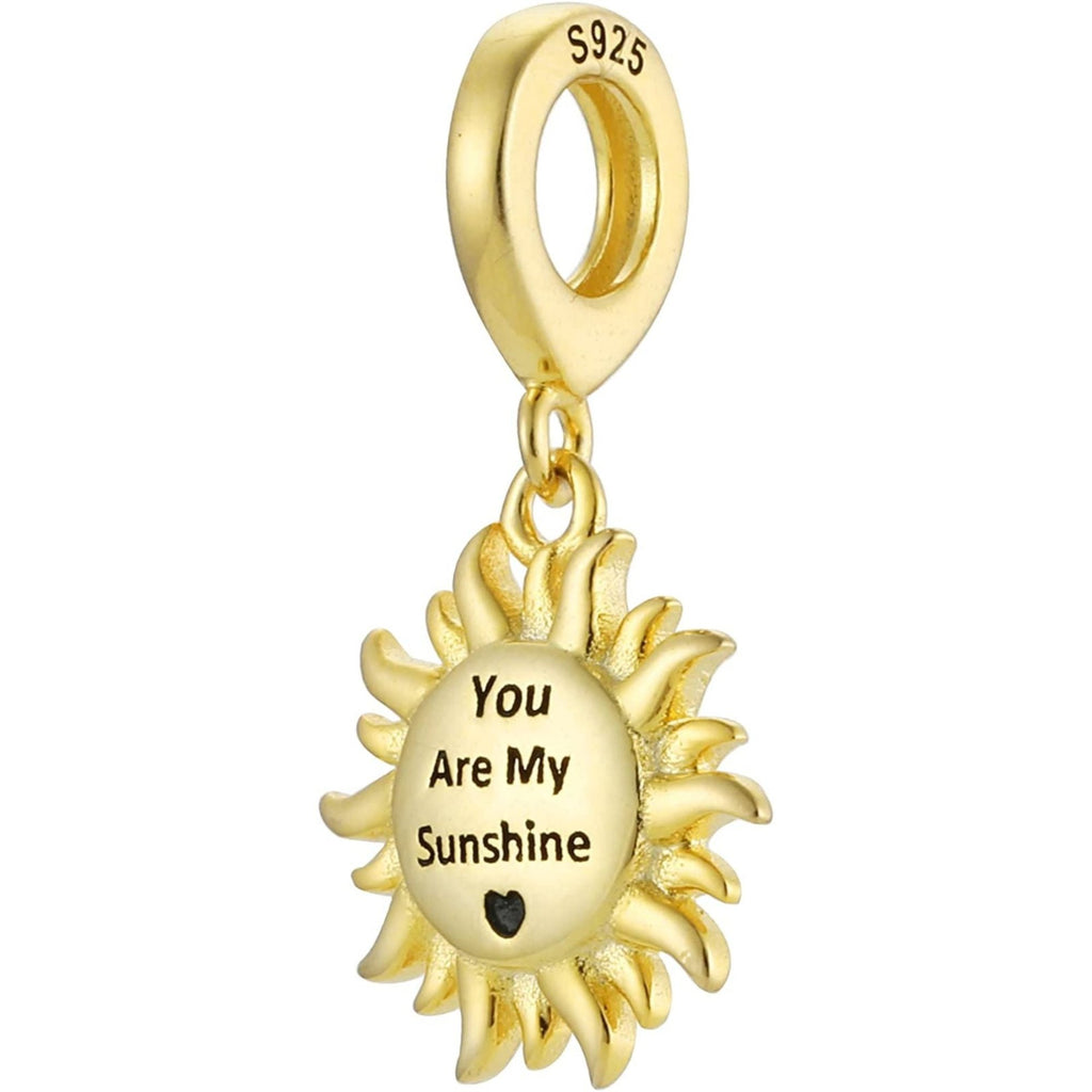 You Are My Sunshine Gold Sun Dangle Pendant Charm - Bolenvi Pandora Disney Chamilia Cartier Tiffany Charm Bead Bracelet Jewelry 