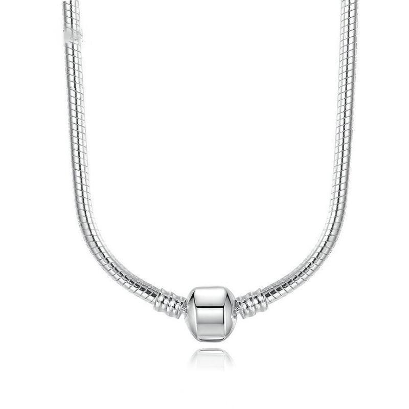 Classic Snake Chain Bead Charm Necklace - Bolenvi Pandora Disney Chamilia Jewelry 