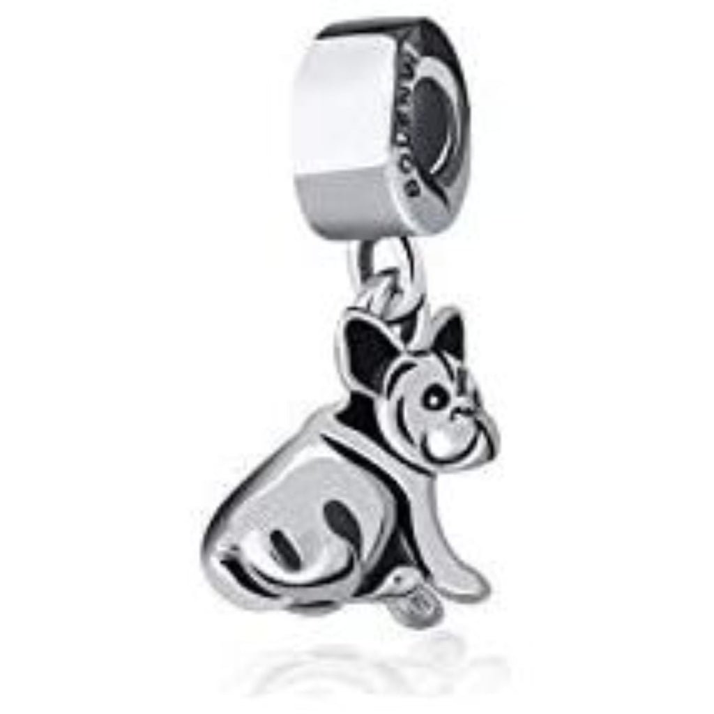 French Bulldog Bull Dog Sterling Silver Dangle Pendant Bead Charm - Bolenvi Pandora Disney Chamilia Jewelry 