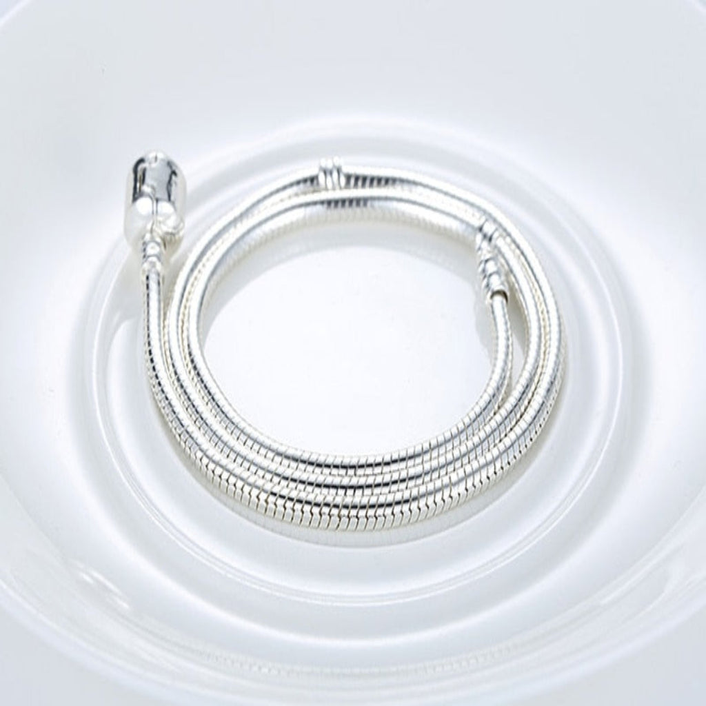 Classic Snake Chain Bead Charm Necklace - Bolenvi Pandora Disney Chamilia Jewelry 